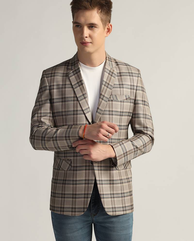 Mens multi checked tweed blazer