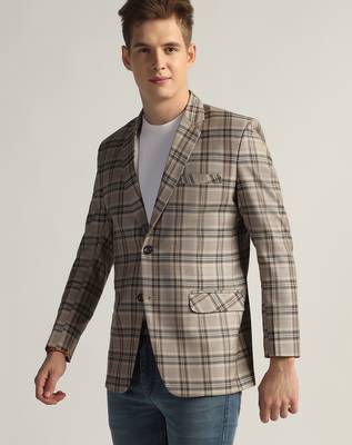 Mens multi checked tweed blazer 3