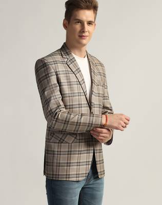 Mens multi checked tweed blazer 4