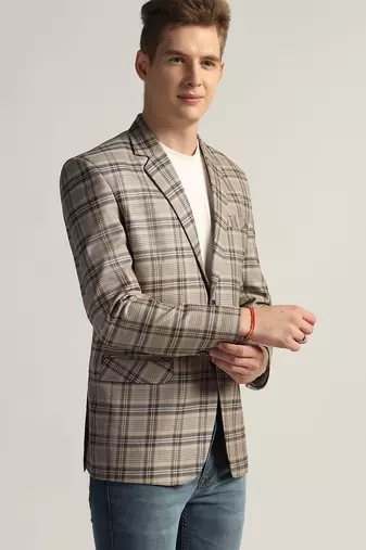 Mens multi checked tweed blazer
