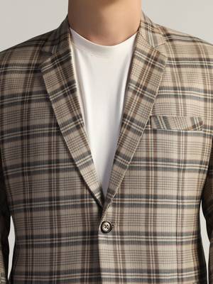 Mens multi checked tweed blazer 5