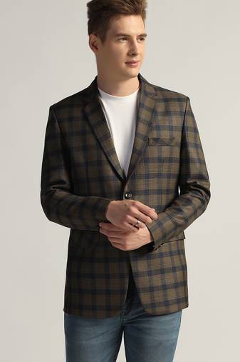 Mens brown checked tweed blazer