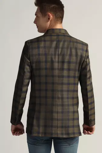 Mens brown checked tweed blazer