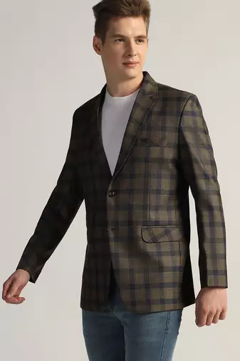 Mens brown checked tweed blazer