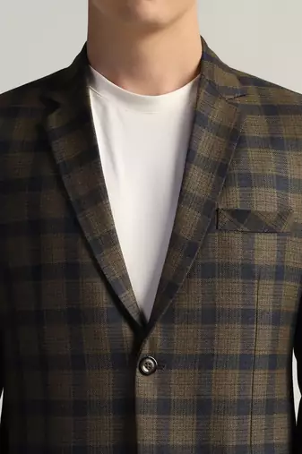Mens brown checked tweed blazer