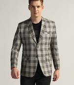Mens dark grey checked tweed blazer