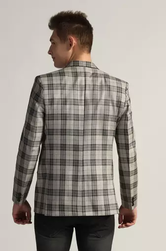 Mens dark grey checked tweed blazer