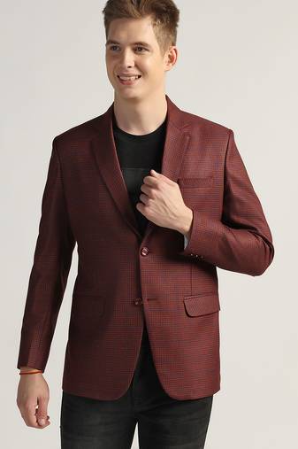 Mens red checked tweed blazer