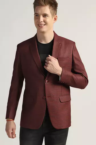 Mens red checked tweed blazer