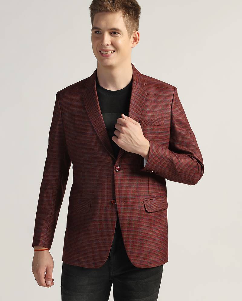 Mens red checked tweed blazer