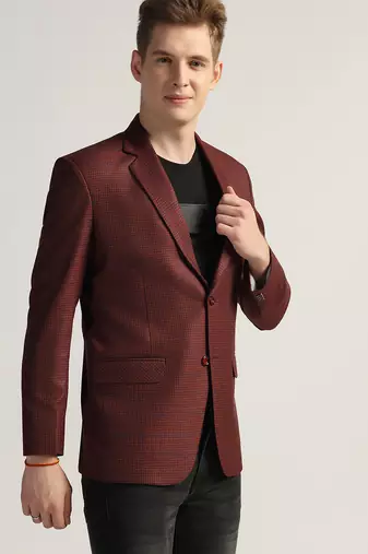 Mens red checked tweed blazer