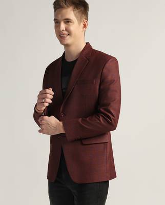 Mens red checked tweed blazer 4