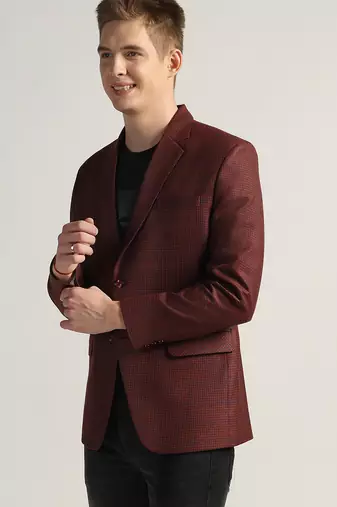 Mens red checked tweed blazer