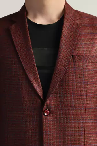 Mens red checked tweed blazer