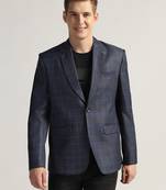 Mens royal blue checked tweed blazer
