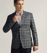 Mens blue checked tweed blazer