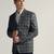 Mens blue checked tweed blazer