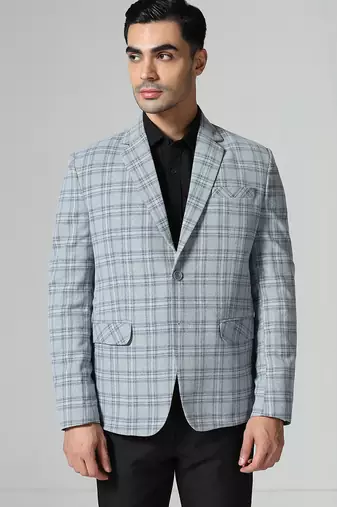 Mens light green checkered tweed blazer