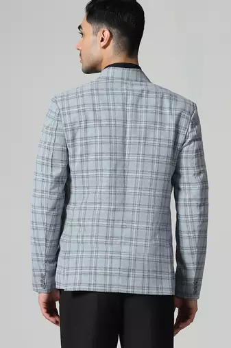 Mens light green checkered tweed blazer