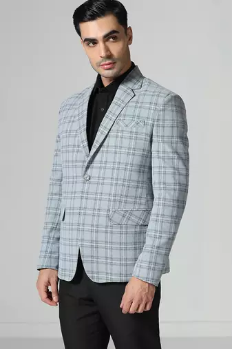 Mens light green checkered tweed blazer