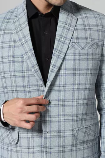 Mens light green checkered tweed blazer