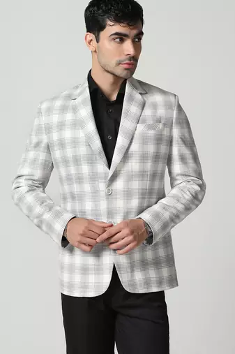 Mens white checkered tweed blazer