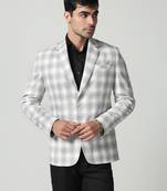 Mens white checkered tweed blazer