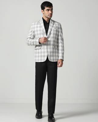 Mens white checkered tweed blazer 3