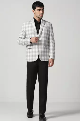 Mens white checkered tweed blazer