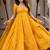 Mustard yellow anarkali gown with foil print work - festive ethnic wear set
