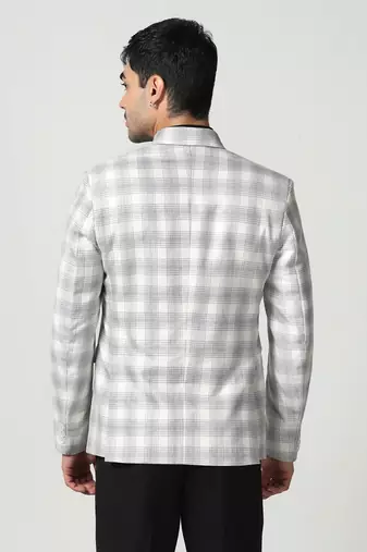 Mens white checkered tweed blazer