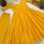 Mustard yellow anarkali gown with foil print work - festive ethnic wear set