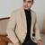 Men beige corduroy notched lapel blazer