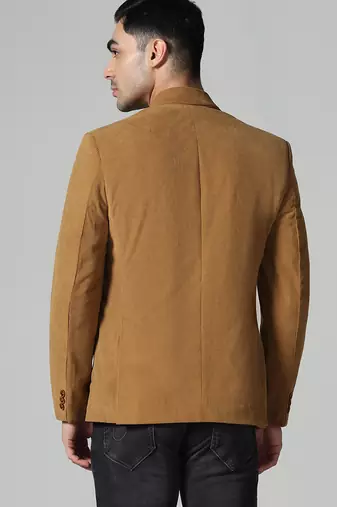 Mens mustard corduroy notched lapel blazer