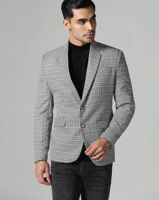 Mens black and white check blazer 1