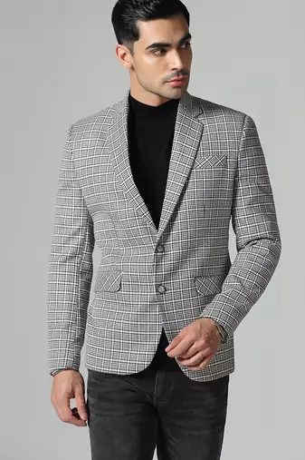 Mens black and white check blazer