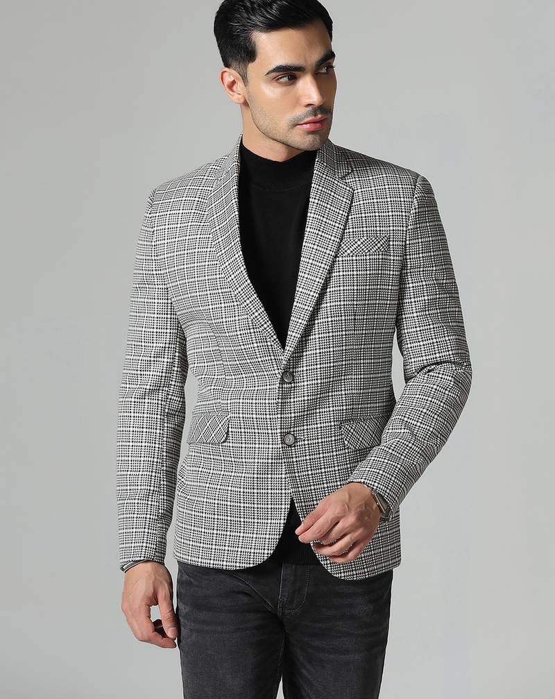 Mens black and white check blazer