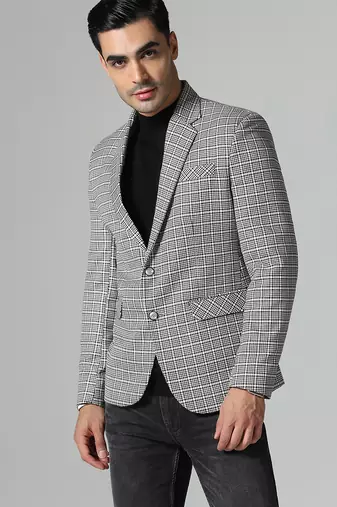 Mens black and white check blazer