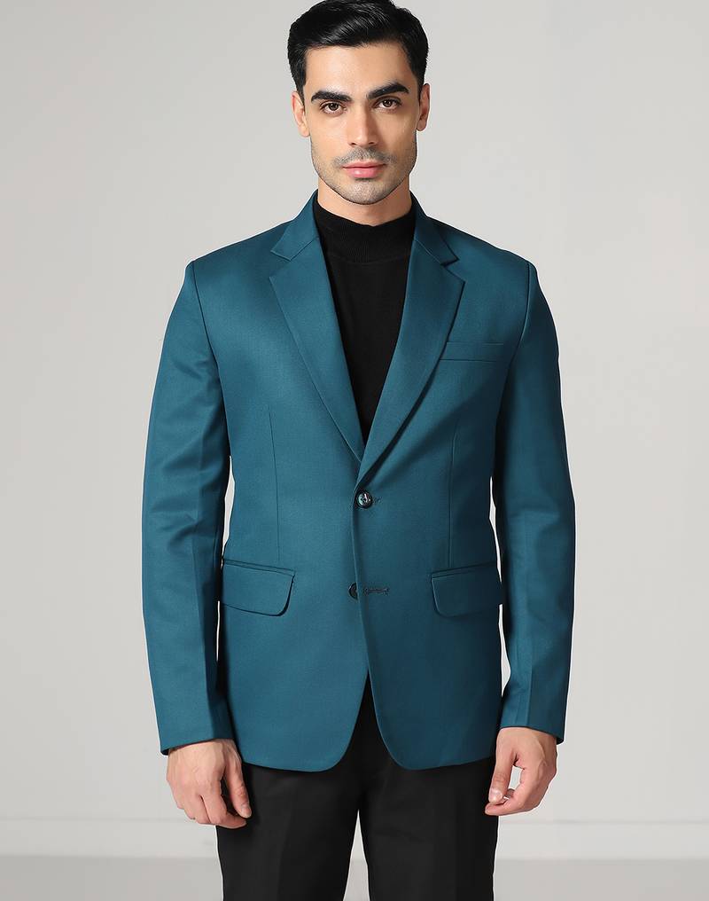 Mens turquoish notched lapel blazer