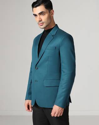 Mens turquoish notched lapel blazer 4