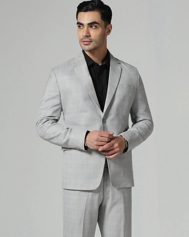 Mens light grey check blazer