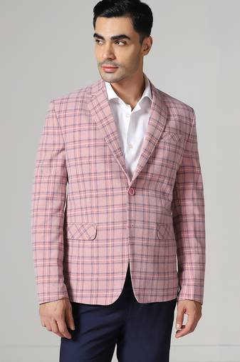 Mens pink checkered tweed blazer