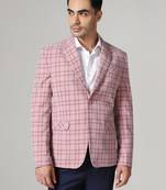 Mens pink checkered tweed blazer