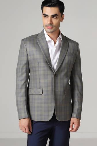 Mens grey blue check blazer