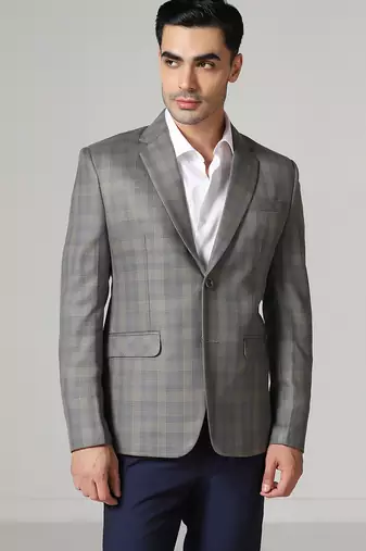 Mens grey blue check blazer