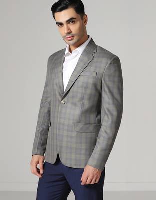 Mens grey blue check blazer 3