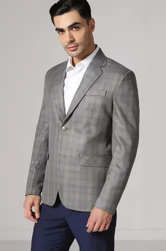 Mens grey blue check blazer