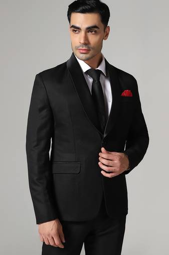 Mens black tuxedo blazer with hanky