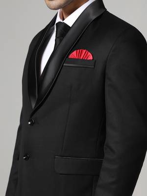 Mens black tuxedo blazer with hanky 4