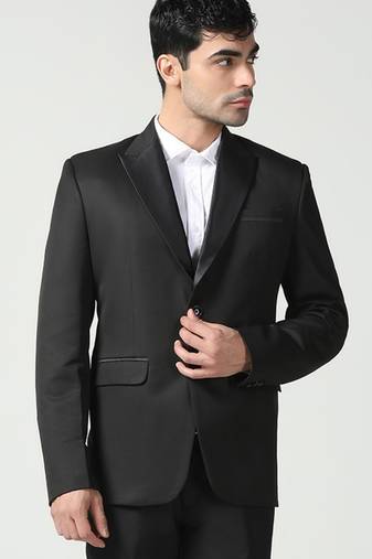 Mens black peaked lapel tuxedo blazer